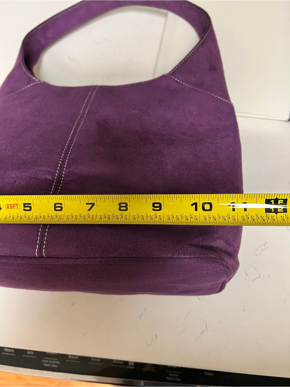 Purple faux Suede Shoulder Bag - Elegant Everyday Hobo - Picture 6 of 8